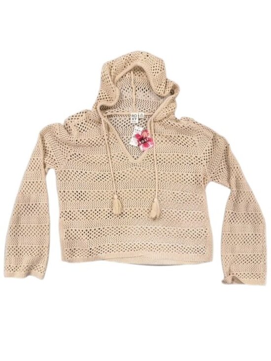 Roxy Tops - NWT Roxy Crochet Hooded Sweater Women's Small Beige Boho Beach
